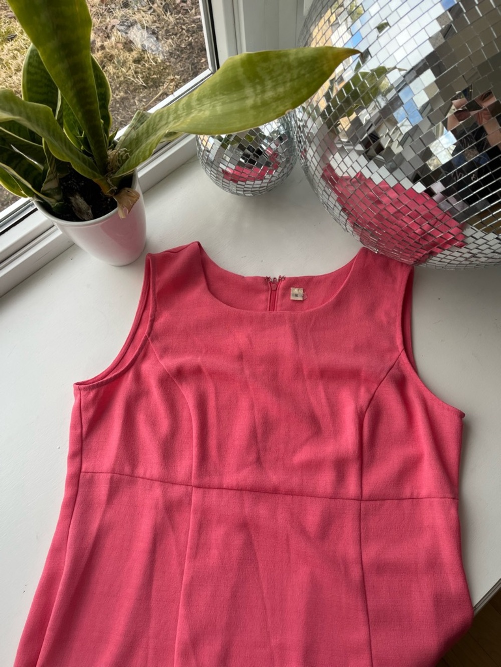 Vintage 90s Sleeveless Coral Pink Women's Maxi Wedding Dress Leg Slit Size L
